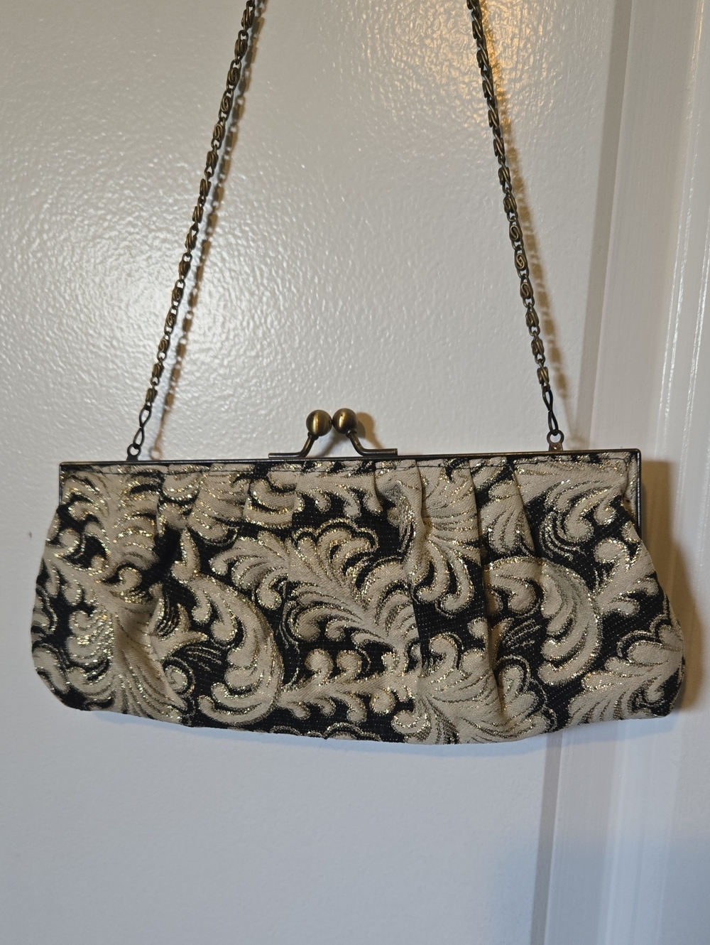 Vintage Elegant Black and Gold Evening Clutch Bag